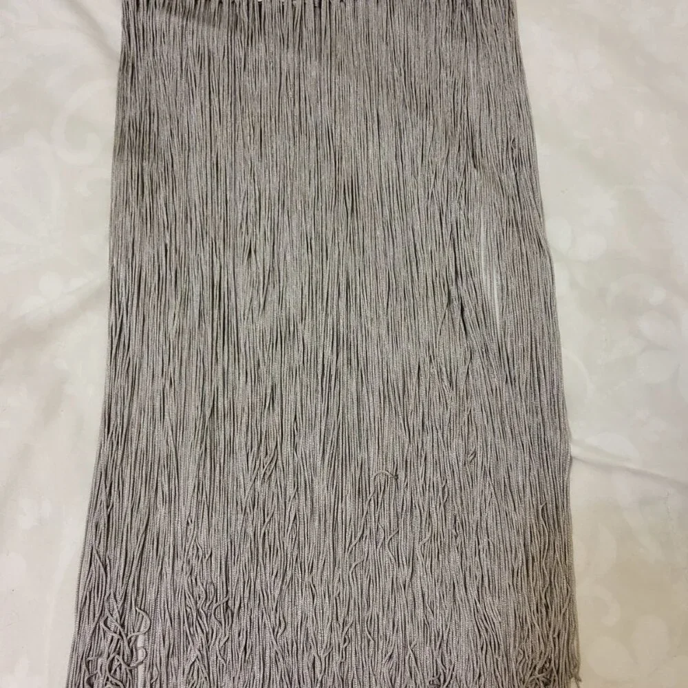 Silver Sequin Fringe Belt Circle Hip Wrap Embelished Festival Rave Scarf EUC